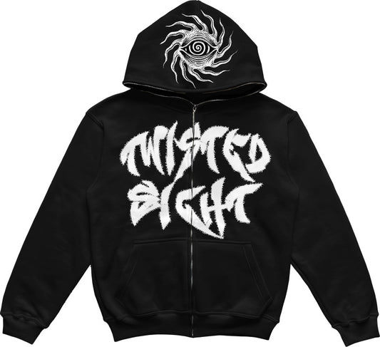 Jet Black "Twisted Sight Zip Hoodie"