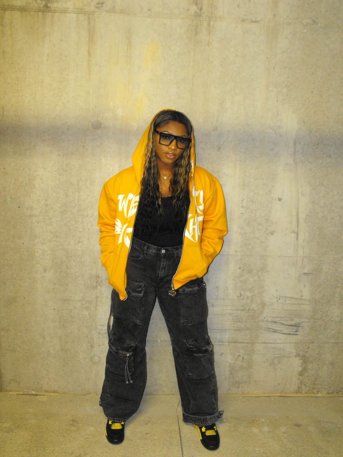 Mustard Yellow "Twisted Sight Full Zip Hoodie"