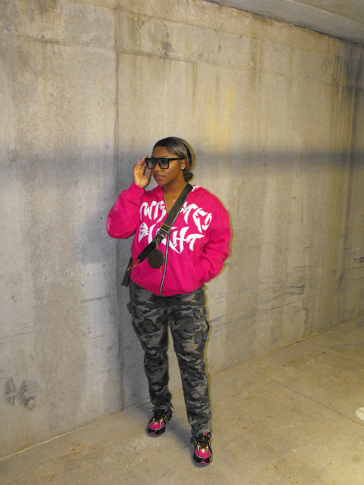 Starburst Pink "Twisted Sight Zip Hoodie"