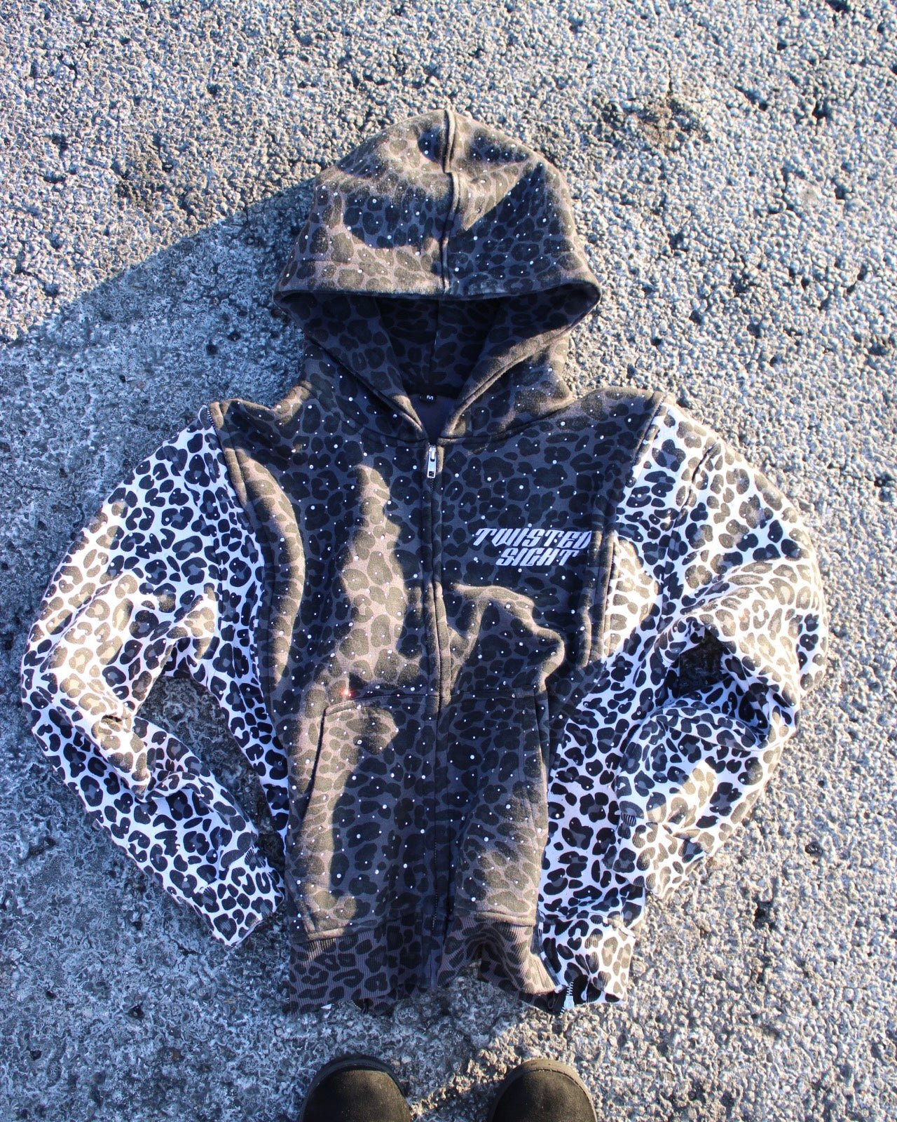 Black Interchangeable Diamond zip up hoodie