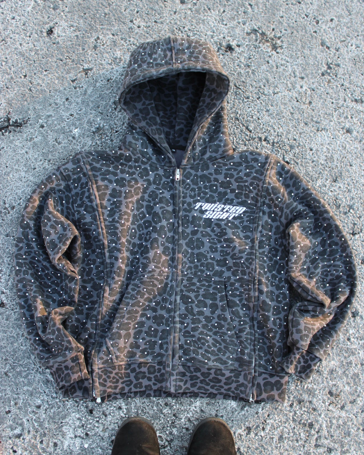 Black Interchangeable Diamond zip up hoodie
