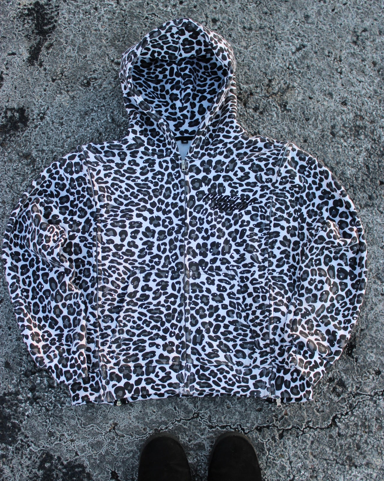 White Interchangeable Diamond Zip up hoodie