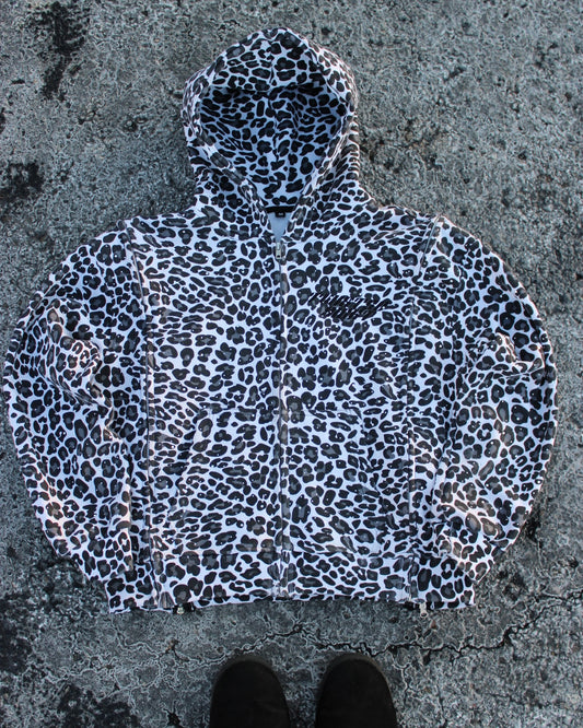White Interchangeable Diamond Zip up hoodie