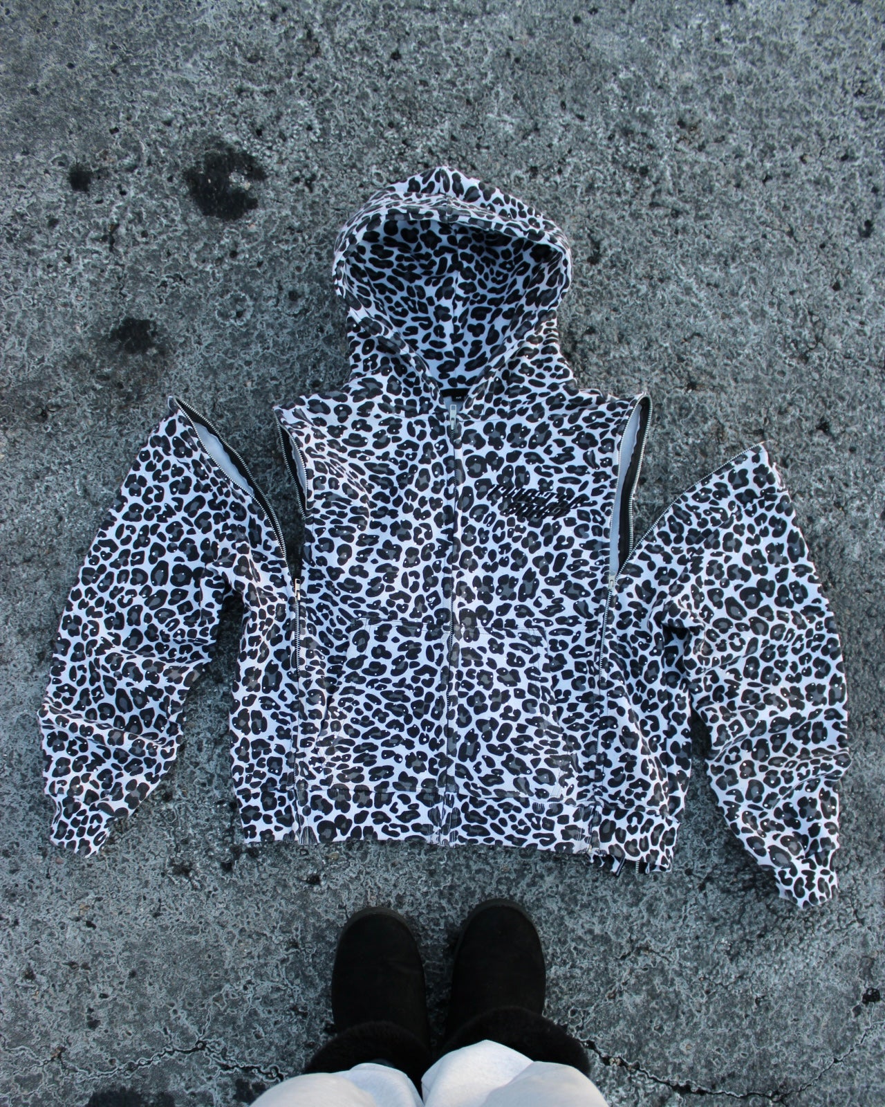 White Interchangeable Diamond Zip up hoodie