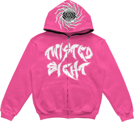 Starburst Pink "Twisted Sight Zip Hoodie"